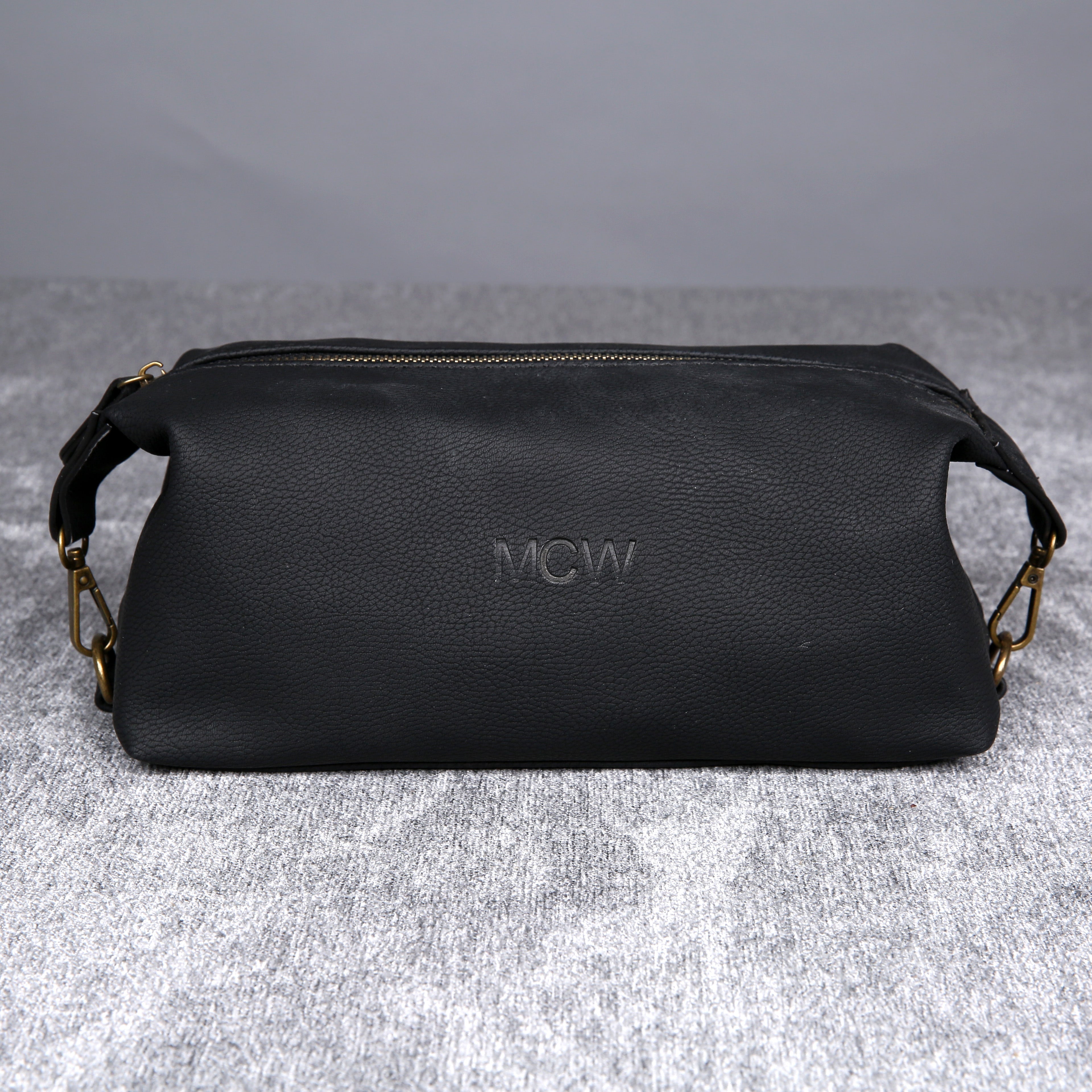 Personalized White Vegan Leather Cosmetic Bag