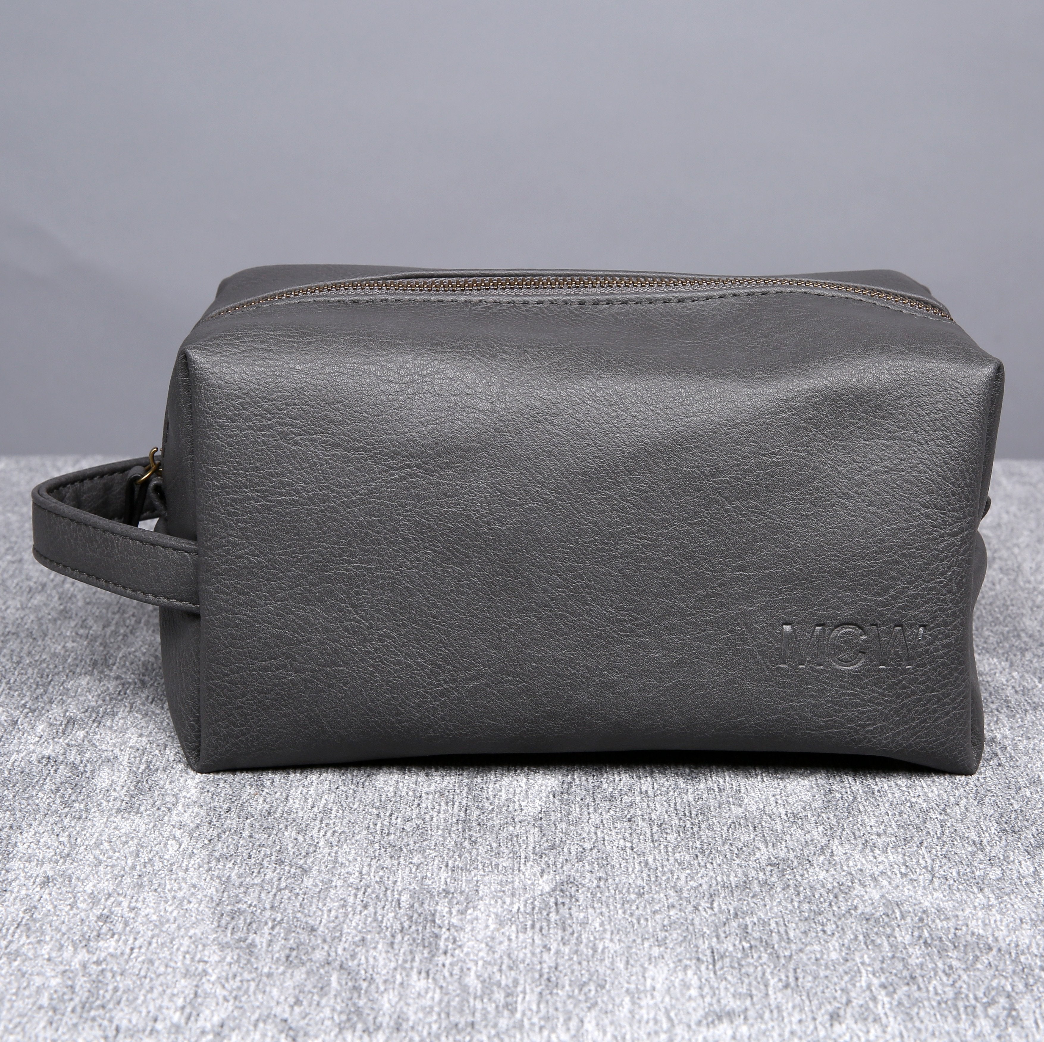 Leather Wash Bag - Black