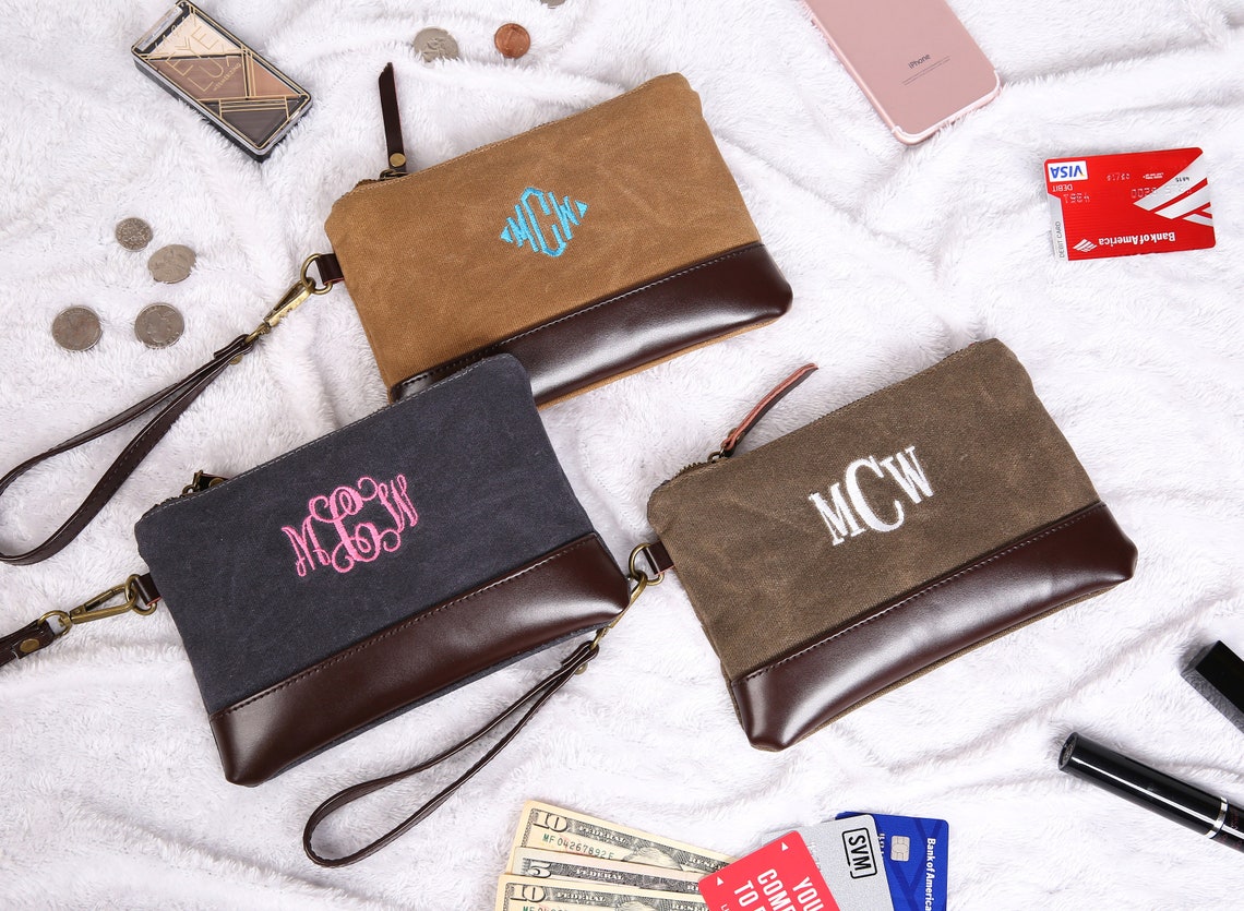 Personalized Waxed Canvas & Leather Handmade Pencil Case/ Makeup Pouch –  MCW Handmade Gifts