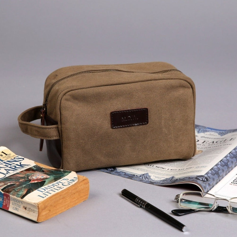 Personalized Waxed Canvas & Leather Handmade Pencil Case/ Makeup Pouch –  MCW Handmade Gifts