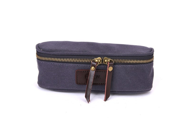 Personalized Waxed Canvas & Leather Handmade Pencil Case/ Makeup Pouch –  MCW Handmade Gifts