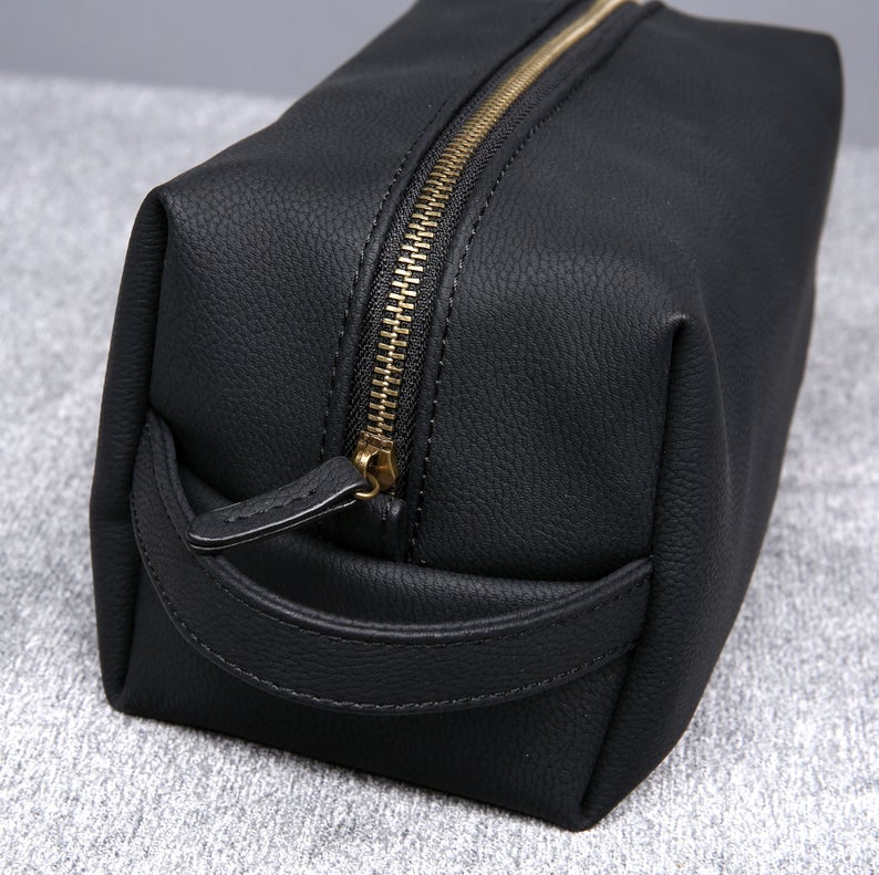 Men's Personalized Black Toiletry Bag